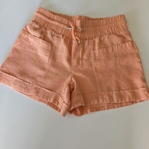 Athleta Retreat Linen Shorts. Orange colored, Size 4.